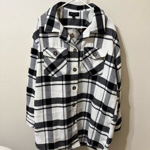 Love Tree Plaid Monochrome Flannel Jacket
